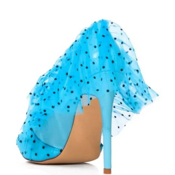 AZALEA WANG " PERFECTED PERSONIFIED " TULLE POLKA DOT / BLUE (BRAND NEW !!!!! - Picture 3 of 6